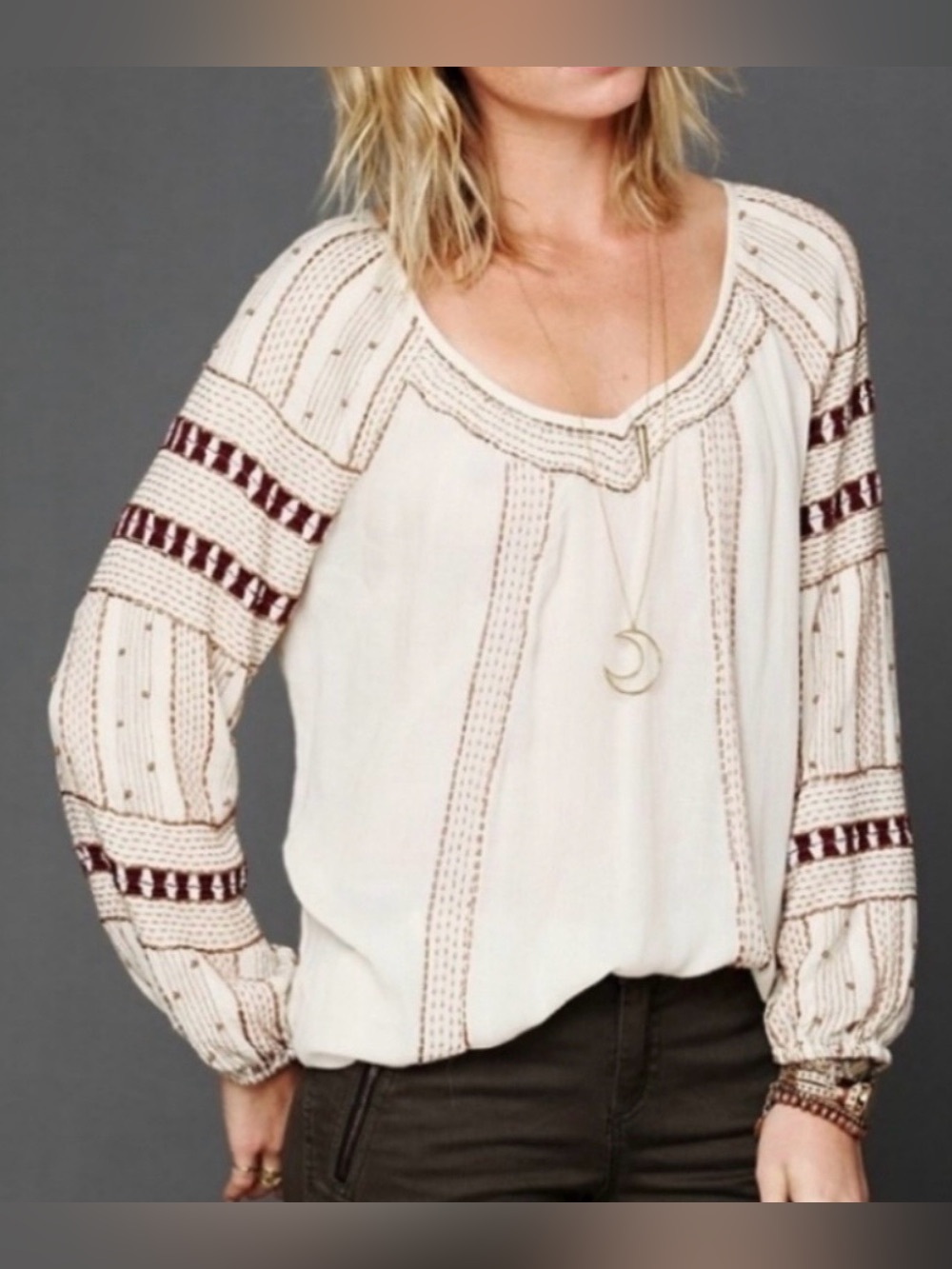 Free People Beaded Wavelengths Robin Egg Blue Boho Tunic Size: Medium. EUC.